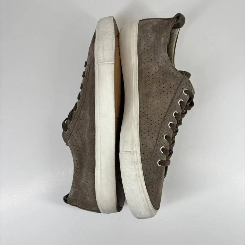 Pointer A.F.D. Men's US 11 Brown Perforated Suede Low-Top Court Lace-Up Sneakers